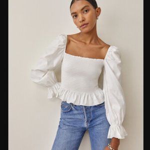 Reformation Darby Smocked White Top